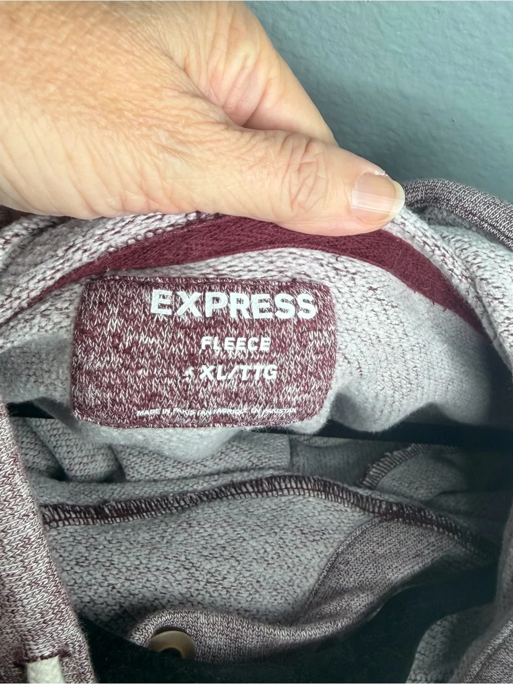 Express Men's Hooded Knit Sweater Pullover - Heather Mauve Burgundy
